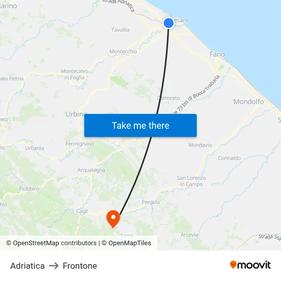 Adriatica to Frontone map