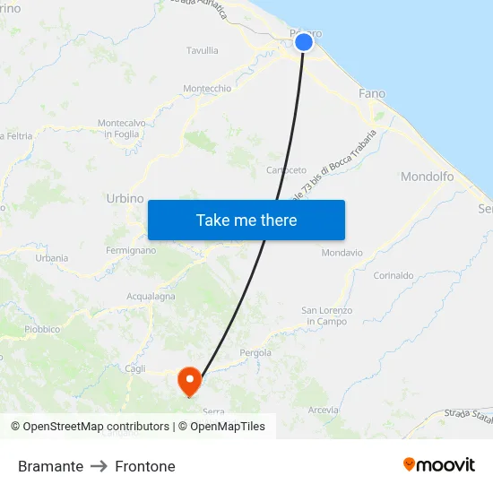Bramante to Frontone map