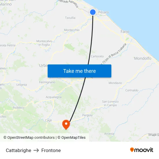 Cattabrighe to Frontone map