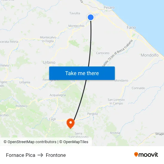 Pica Furnace to Frontone map