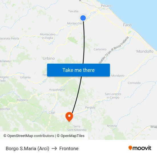 Borgo Santa Maria (Arci) to Frontone map