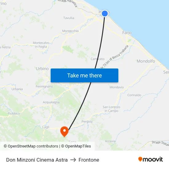 Don Minzoni Astra Cinema to Frontone map