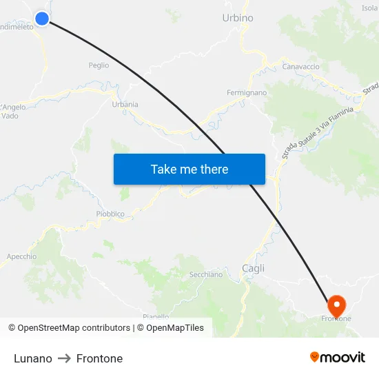 Lunano to Frontone map