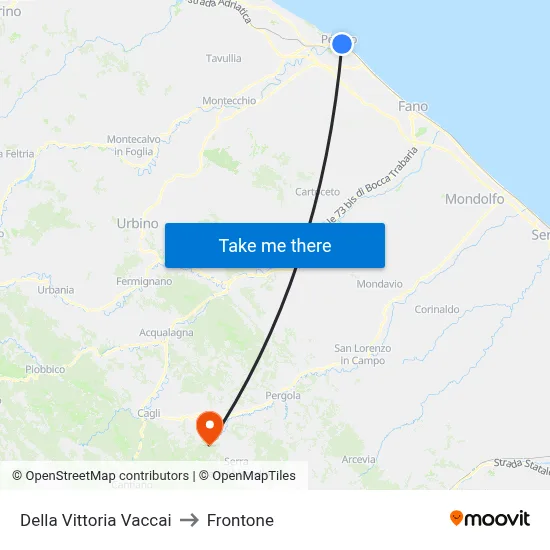 Vittoria Vaccai to Frontone map