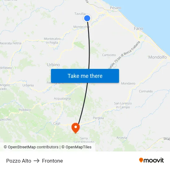 Pozzo Alto to Frontone map