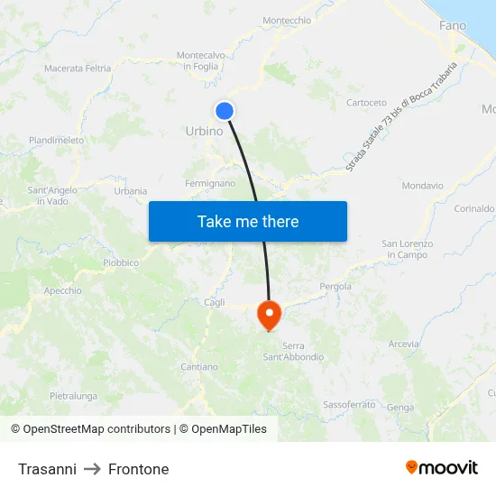 Trasanni to Frontone map