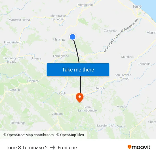 Torre S.Tommaso 2 to Frontone map