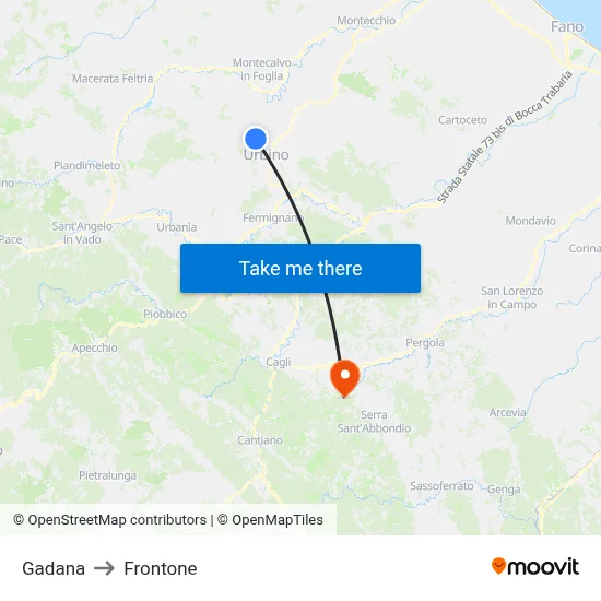 Gadana to Frontone map