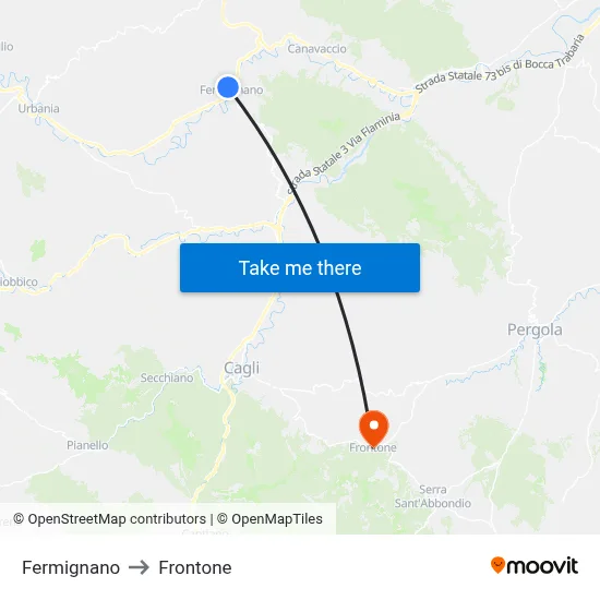 Fermignano to Frontone map