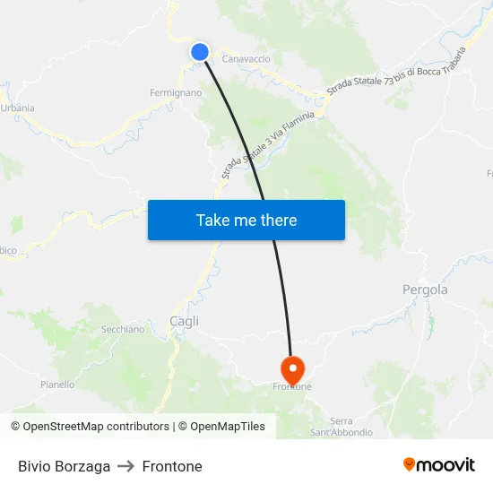 Borzaga Junction to Frontone map