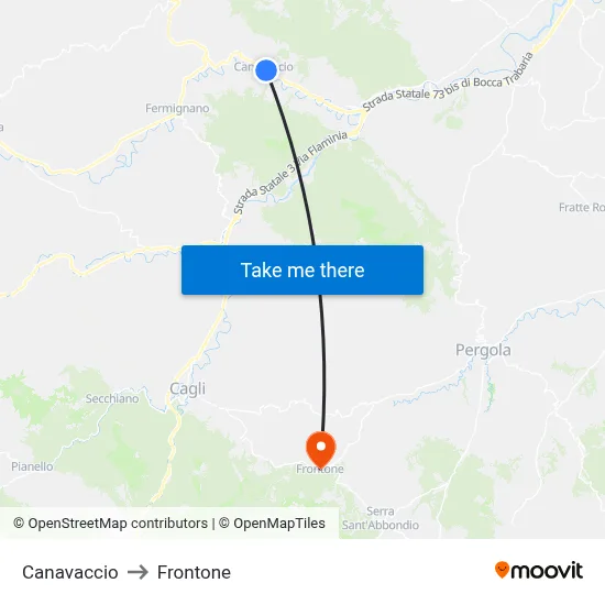 Canavaccio to Frontone map