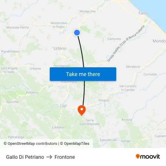 Gallo Di Petriano to Frontone map