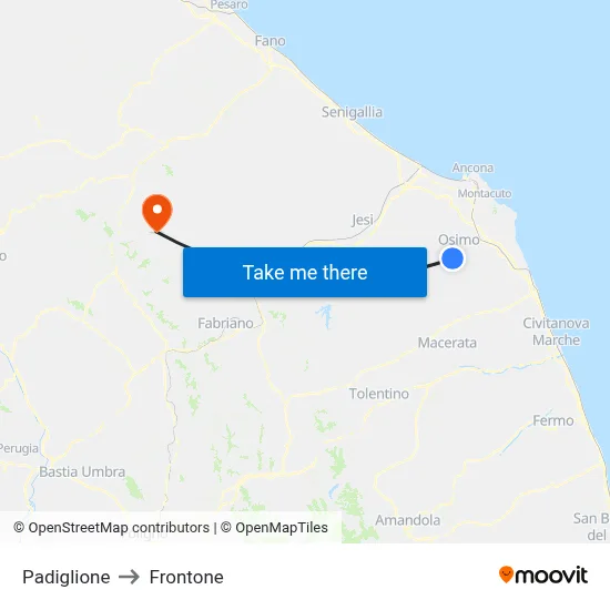 Pavilion to Frontone map