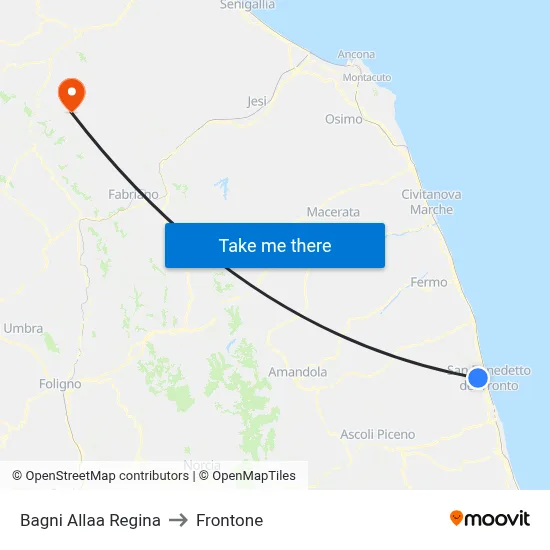 Regina Baths to Frontone map