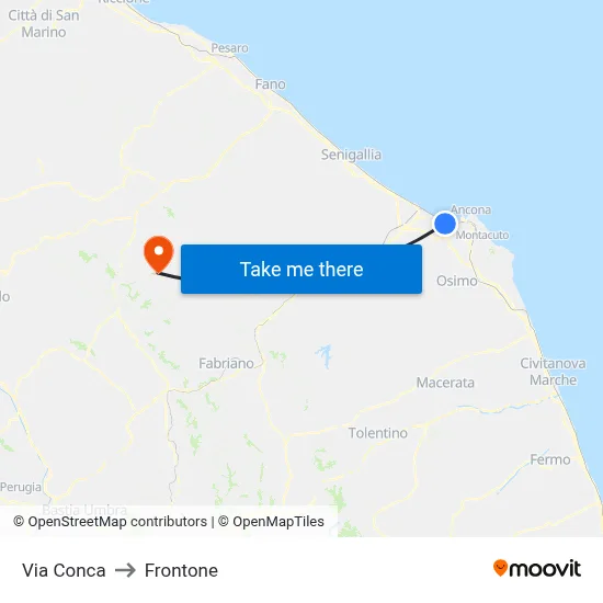 Conca Street to Frontone map