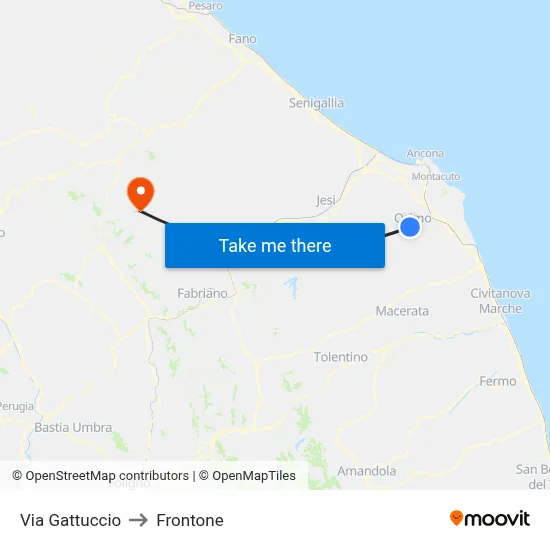Gattuccio Street to Frontone map