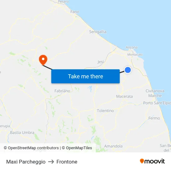 Maxi Parking to Frontone map