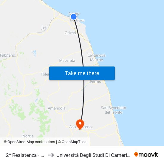 2^ Resistenza - Vigili Del Fuoco to Università Degli Studi Di Camerino - Facoltà Di Architettura map