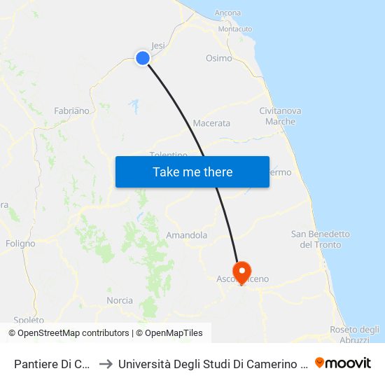 Pantiere Di Castelbellino to Università Degli Studi Di Camerino - Facoltà Di Architettura map