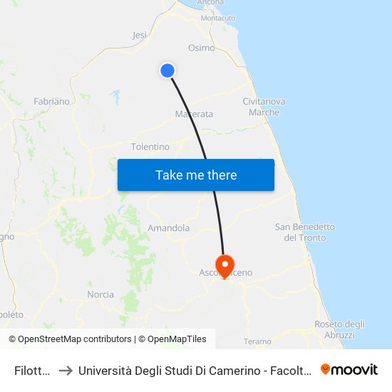 Filottrano to Università Degli Studi Di Camerino - Facoltà Di Architettura map
