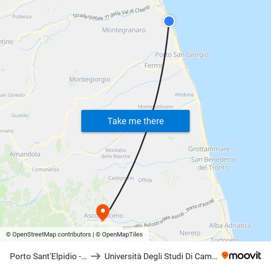 Porto Sant'Elpidio - Via San Giovanni Bo to Università Degli Studi Di Camerino - Facoltà Di Architettura map