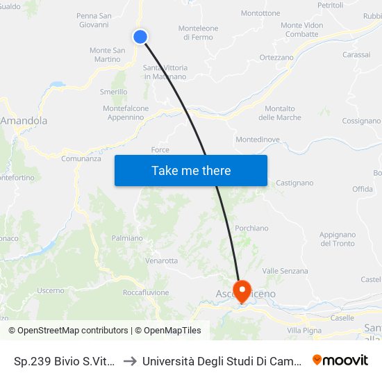 Sp.239 Bivio S.Vittoria Dir. Amandola to Università Degli Studi Di Camerino - Facoltà Di Architettura map