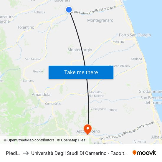 Piediripa to Università Degli Studi Di Camerino - Facoltà Di Architettura map