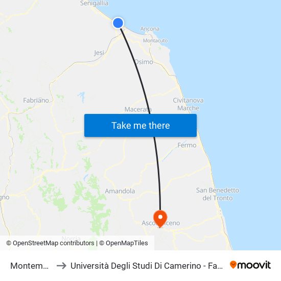 Montemarciano to Università Degli Studi Di Camerino - Facoltà Di Architettura map