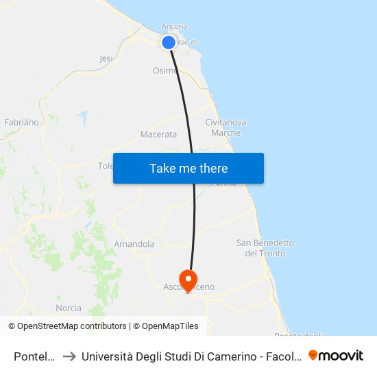 Pontelungo to Università Degli Studi Di Camerino - Facoltà Di Architettura map