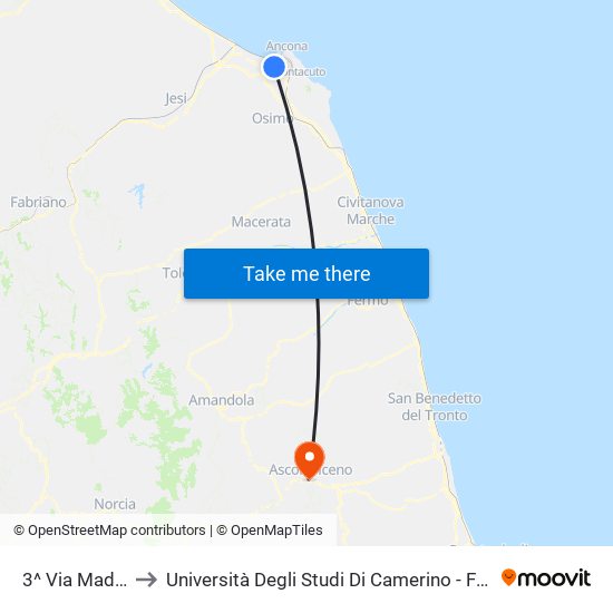 3^ Via Madonnetta to Università Degli Studi Di Camerino - Facoltà Di Architettura map