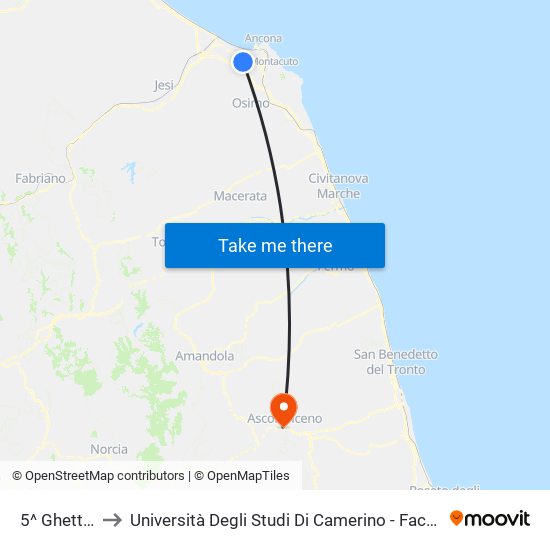 5^ Ghettarello to Università Degli Studi Di Camerino - Facoltà Di Architettura map