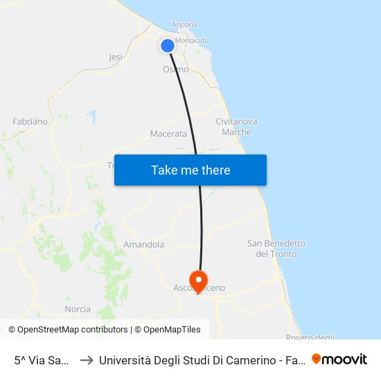 5^ Via Sappanico to Università Degli Studi Di Camerino - Facoltà Di Architettura map
