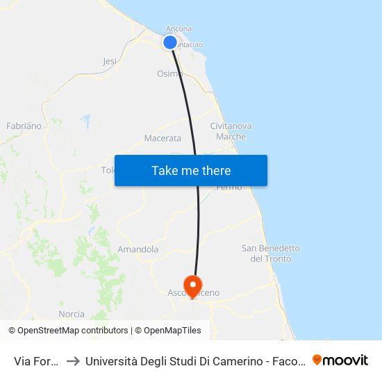 Via Fornetto to Università Degli Studi Di Camerino - Facoltà Di Architettura map