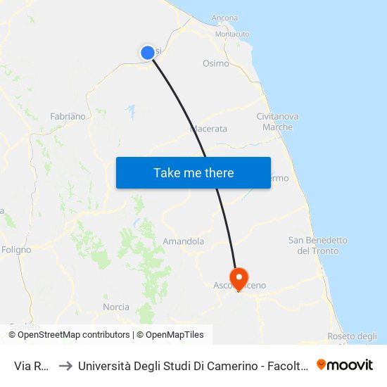 Via Rosini to Università Degli Studi Di Camerino - Facoltà Di Architettura map
