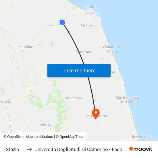Stazione FS to Università Degli Studi Di Camerino - Facoltà Di Architettura map