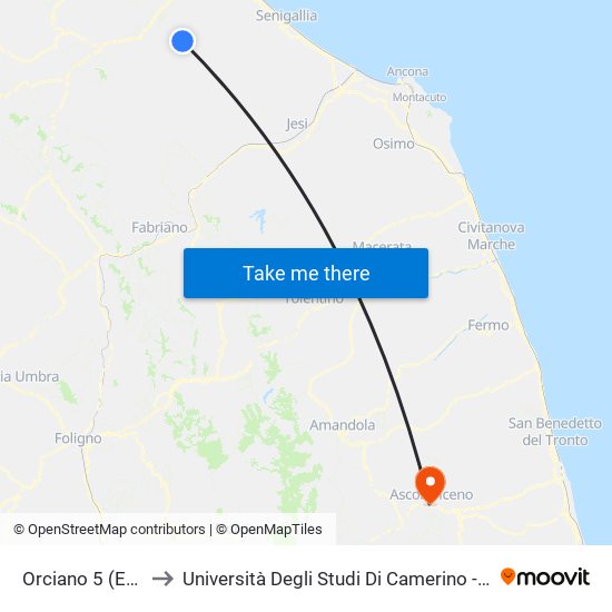 Orciano 5 (Evangelisti) to Università Degli Studi Di Camerino - Facoltà Di Architettura map