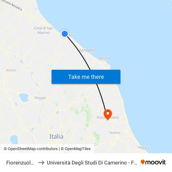 Fiorenzuola Centro to Università Degli Studi Di Camerino - Facoltà Di Architettura map