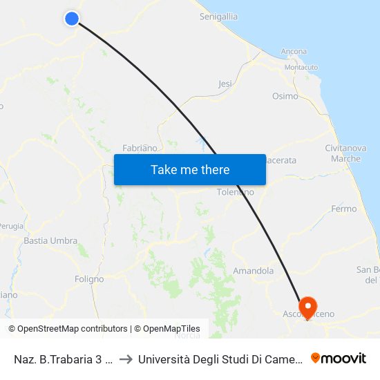 Naz. B.Trabaria 3 (B.Go Mercatale) to Università Degli Studi Di Camerino - Facoltà Di Architettura map