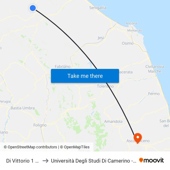 Di Vittorio 1 (Circ.Osp.) to Università Degli Studi Di Camerino - Facoltà Di Architettura map