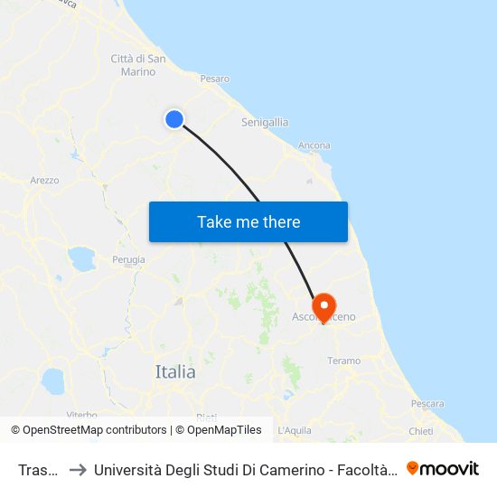 Trasanni to Università Degli Studi Di Camerino - Facoltà Di Architettura map