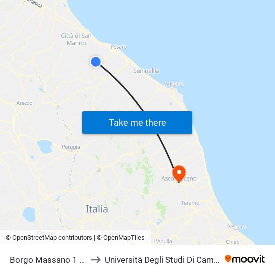 Borgo Massano 1 (Incr.Dante Alighieri) to Università Degli Studi Di Camerino - Facoltà Di Architettura map