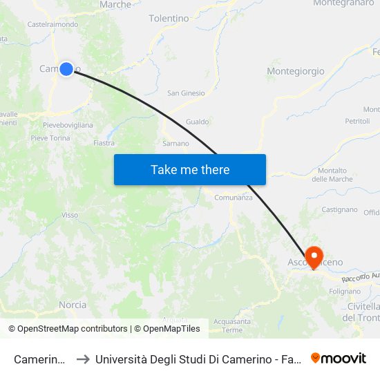 Camerino Etoile to Università Degli Studi Di Camerino - Facoltà Di Architettura map