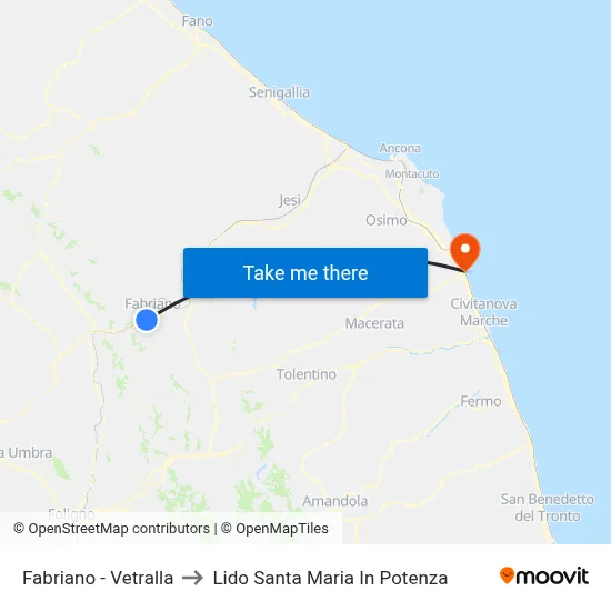 Fabriano - Vetralla to Santa Maria In Potenza Beach map