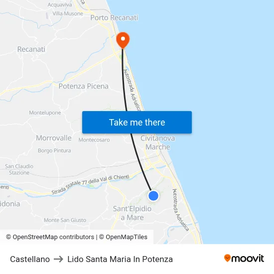 Castellano to Santa Maria In Potenza Beach map