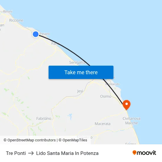 Three Bridges to Santa Maria In Potenza Beach map