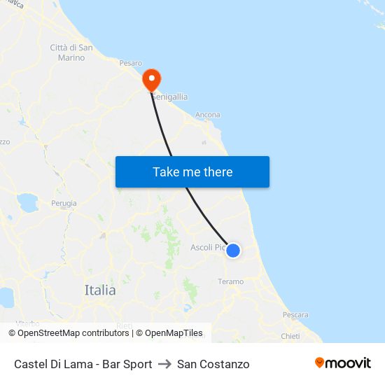 Castel Di Lama - Bar Sport to San Costanzo map