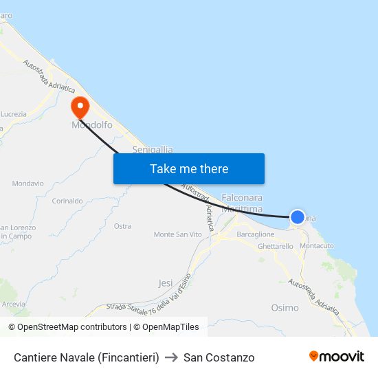 Cantiere Navale (Fincantieri) to San Costanzo map