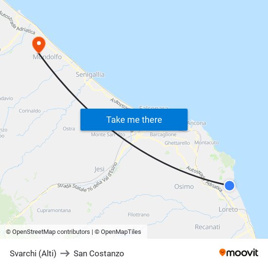 Svarchi (Alti) to San Costanzo map