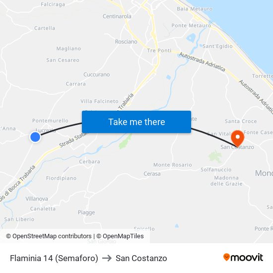 Flaminia 14 (Semaforo) to San Costanzo map