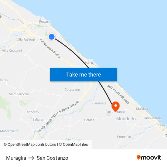 Muraglia to San Costanzo map